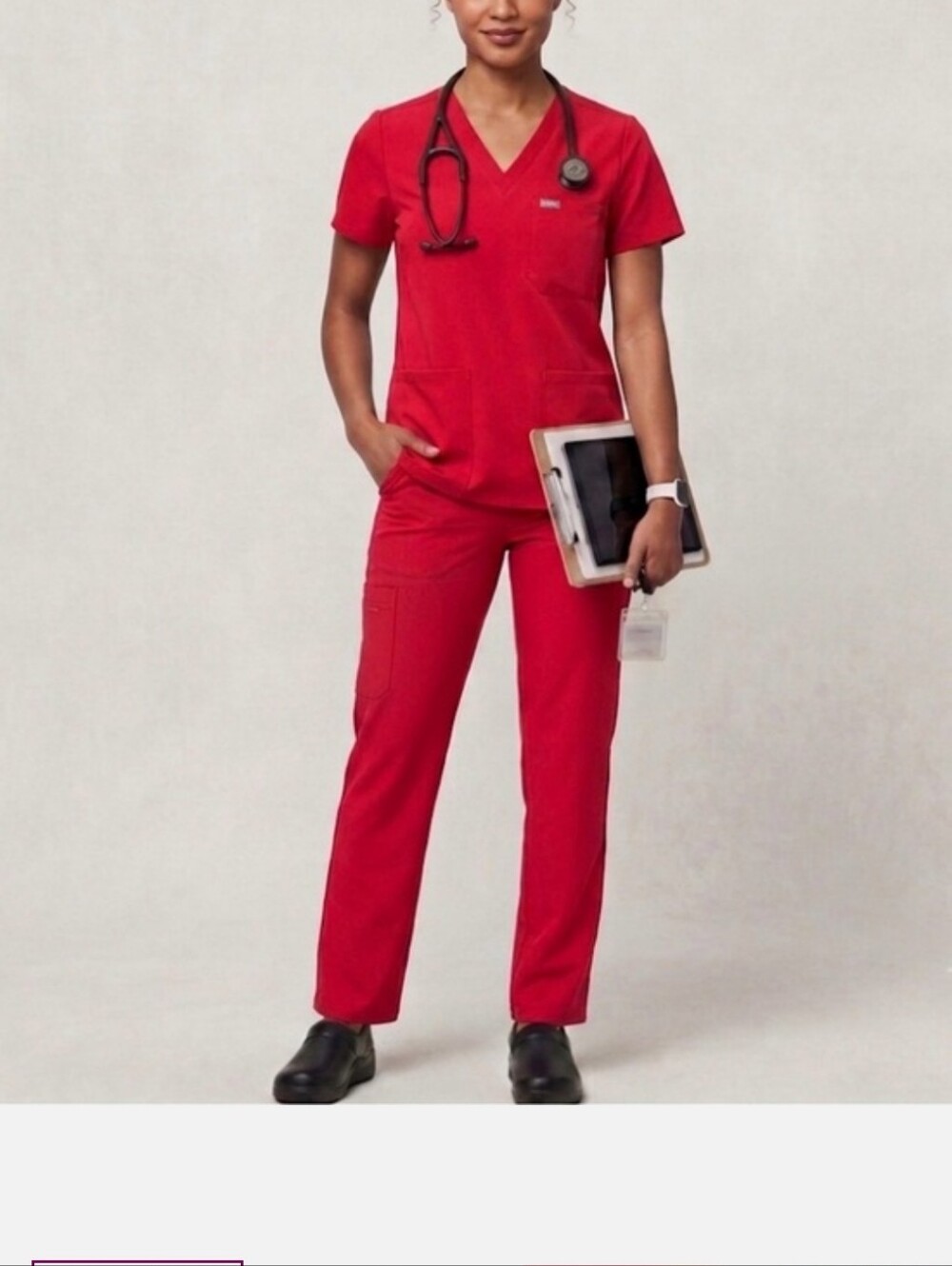 Yola Red Straight Leg Scrub Set